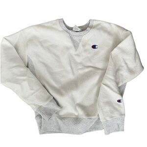 Champion reverse weave white with gray trim womens small